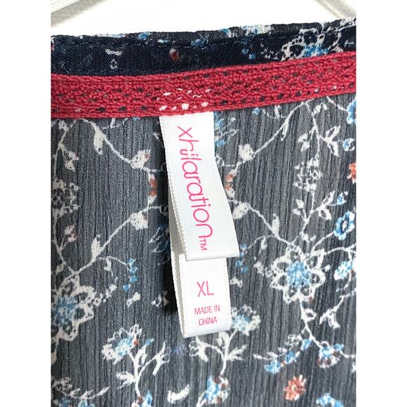 Xhilaration Sheer Kimono Duster XL Paisley Boho Floral Hippie Festival Flowy - Picture 7 of 8